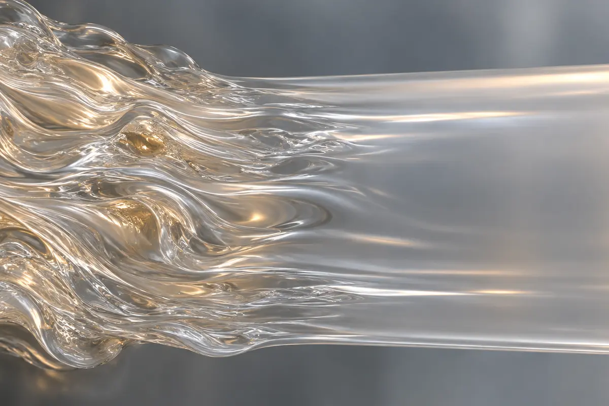 Generic polymer flow resolving into a smooth film surface. Illustrative context—not a product photograph.